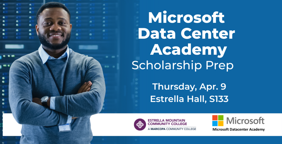 Microsoft Data Center Academy Scholarship Prep with EMCC and Microsoft logos