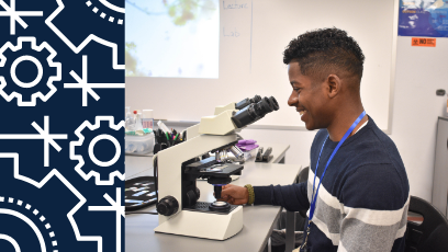 stem student with a microscope