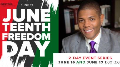 Juneteenth Flyer with image of Dr. Matthew Whitaker