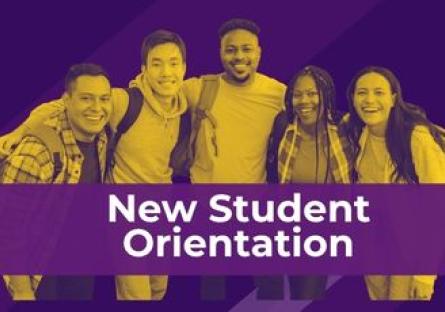 A teaser image depicting a group of students smiling. The title says: "New Student Orientation."