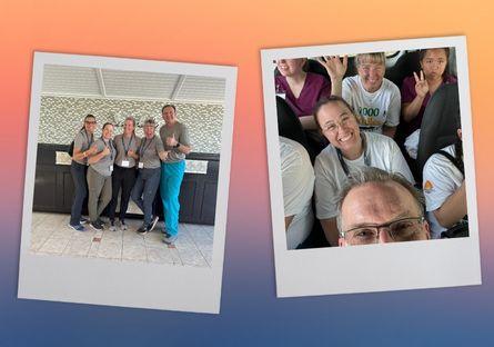2 photos of nursing volunteers