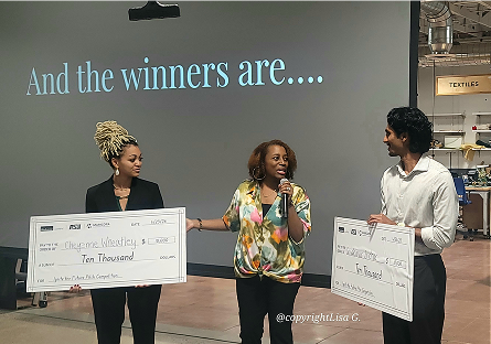 Cheyenne, Wheatley,and Xavier on stage with speaker.