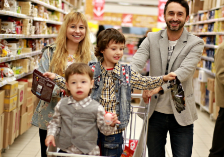 Family grocery shopping