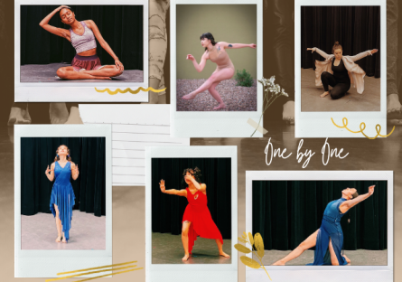 Collage with photos of six dancers in different poses
