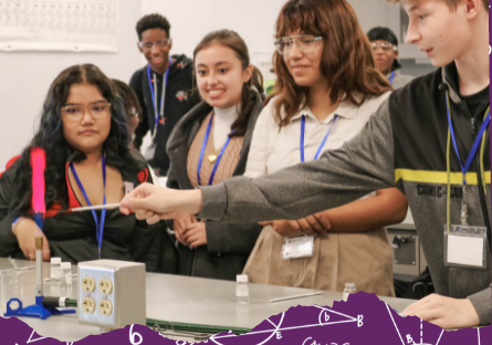 students performing a stem experiment