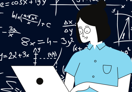 Virtual Internship Image with math equations and person on laptop