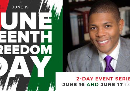 Juneteenth Flyer with image of Dr. Matthew Whitaker