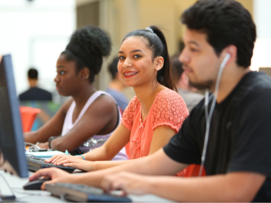 Student on a computer