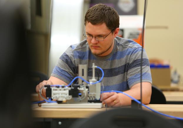 student working in lab