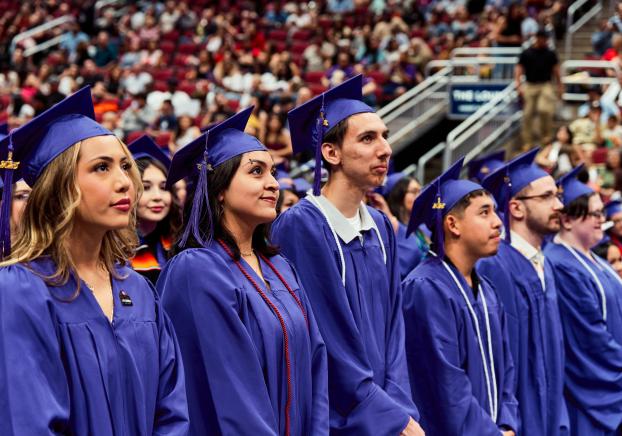 students at graduation ceremony
