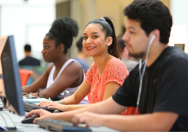 student on a computer